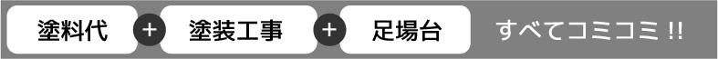塗料代＋塗装工事＋足場代すべてコミコミ